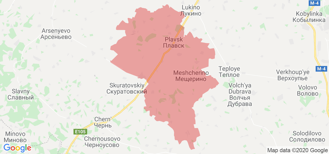 Изображение Плавского района Тульской области на карте
