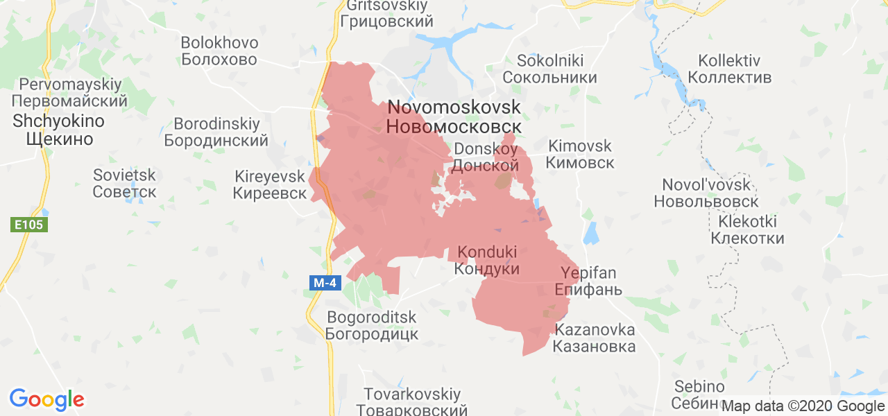 Изображение Узловского района Тульской области на карте