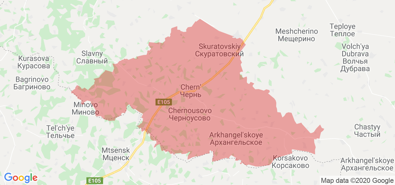 Изображение Чернского района Тульской области на карте