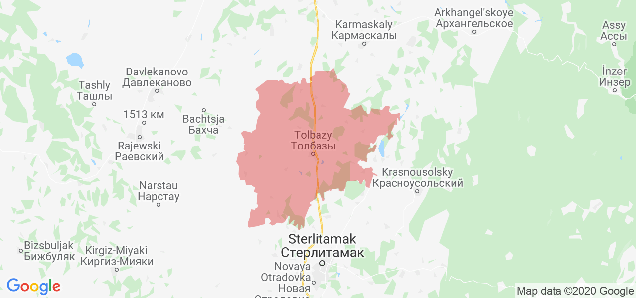 Изображение Аургазинского района Республики Башкортостан на карте