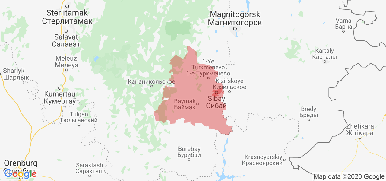 Изображение Баймакского района Республики Башкортостан на карте