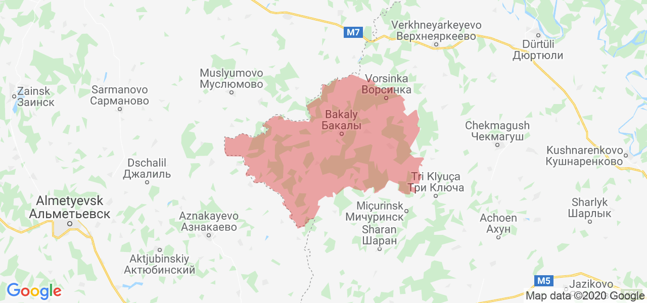 Изображение Бакалинского района Республики Башкортостан на карте