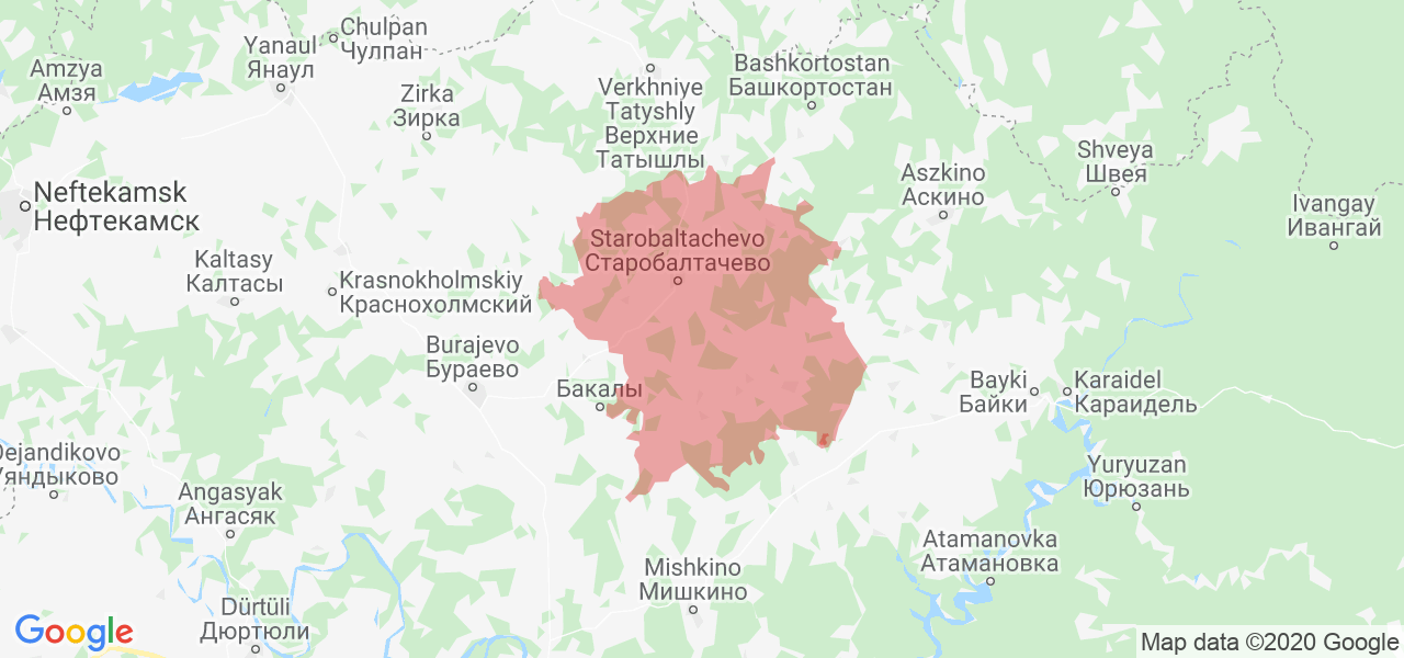 Изображение Балтачевского района Республики Башкортостан на карте