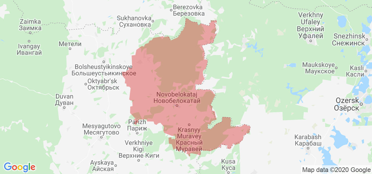 Изображение Белокатайского района Республики Башкортостан на карте