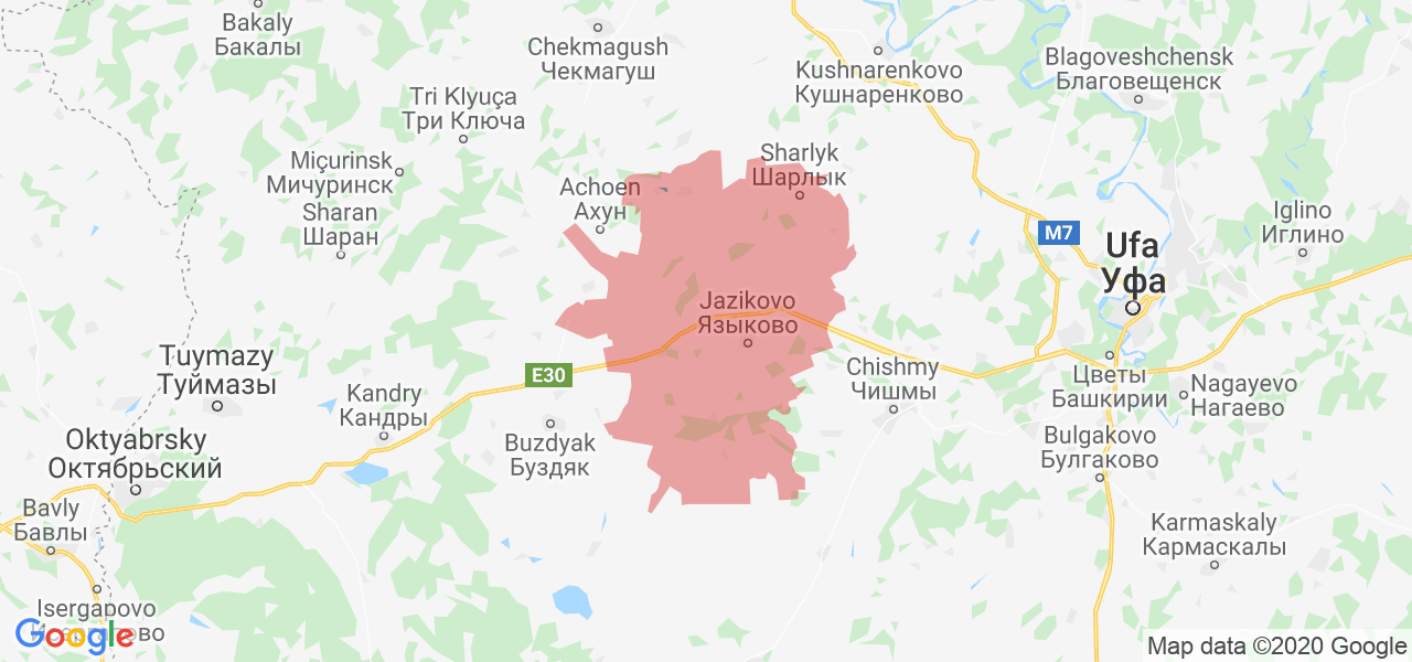 Изображение Благоварского района Республики Башкортостан на карте