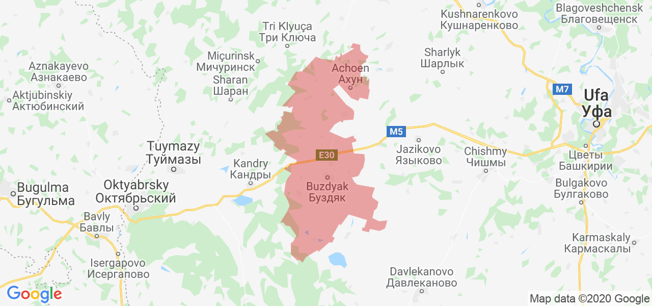 Изображение Буздякского района Республики Башкортостан на карте