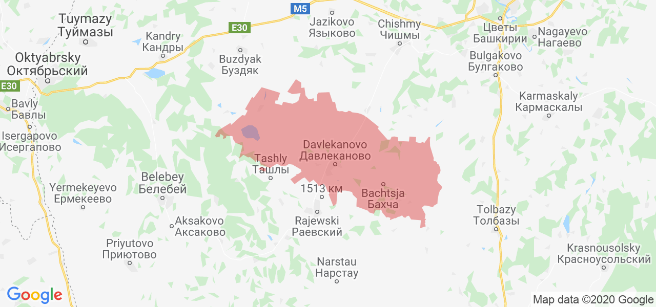 Изображение Давлекановского района Республики Башкортостан на карте