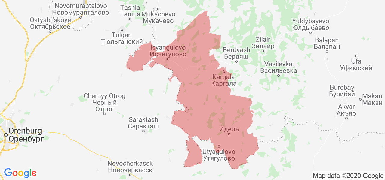 Изображение Зианчуринского района Республики Башкортостан на карте
