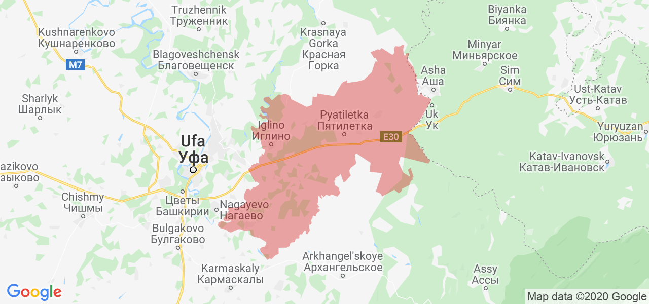 Изображение Иглинского района Республики Башкортостан на карте