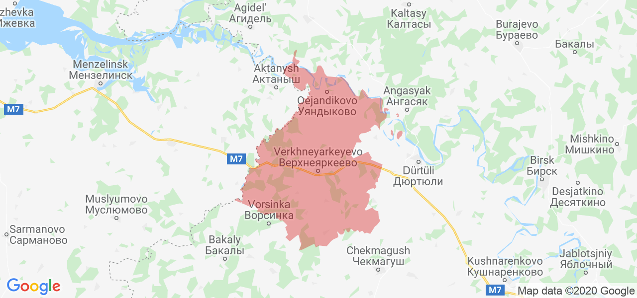 Изображение Илишевского района Республики Башкортостан на карте