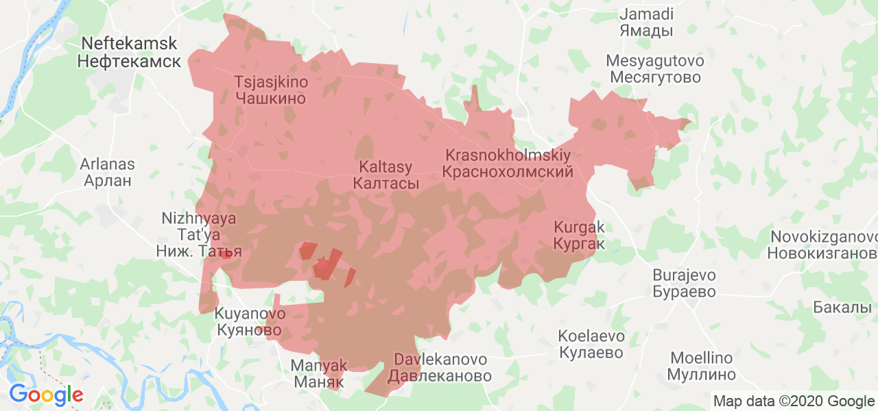 Изображение Калтасинского района Республики Башкортостан на карте