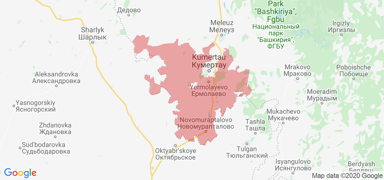 Изображение Куюргазинского района Республики Башкортостан на карте