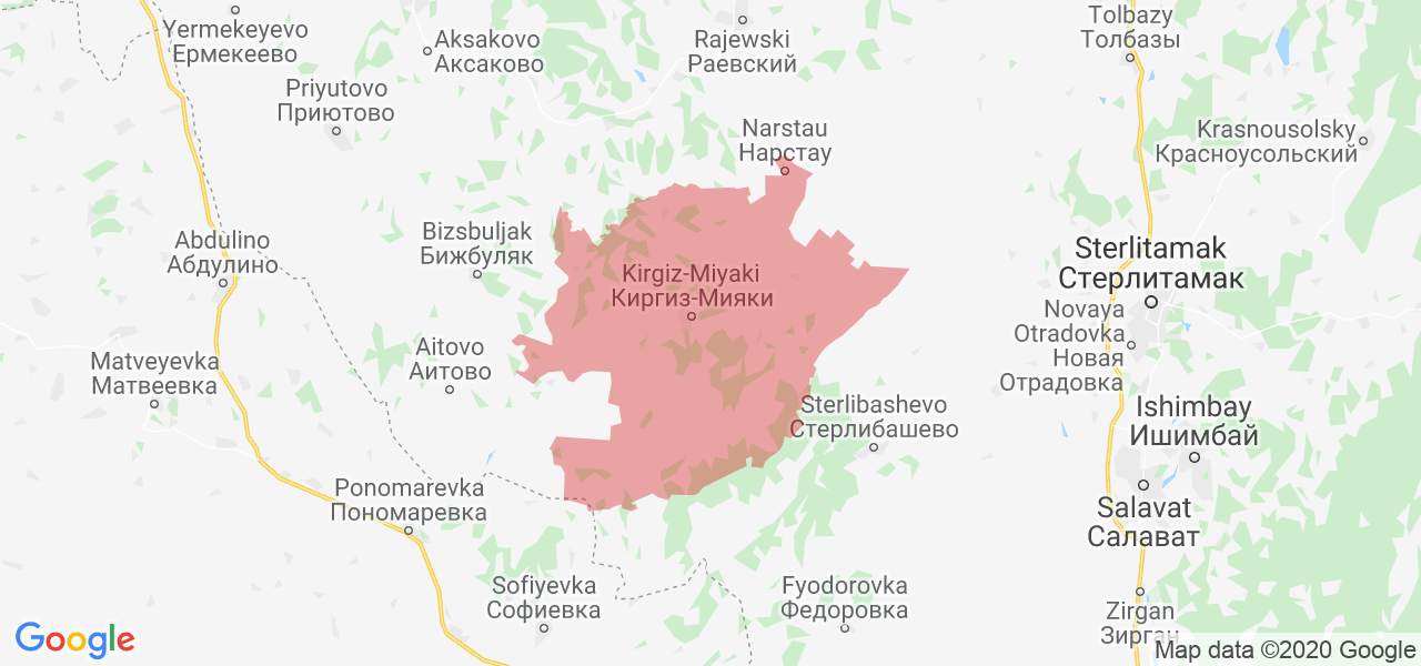 Изображение Миякинского района Республики Башкортостан на карте