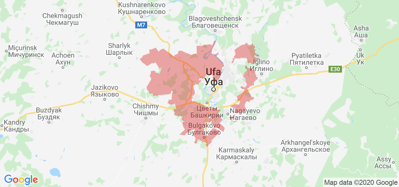 Изображение Уфимского района Республики Башкортостан на карте