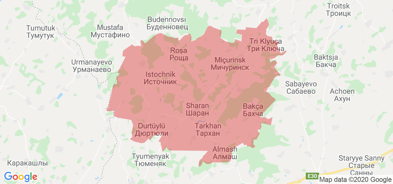 Изображение Шаранского района Республики Башкортостан на карте