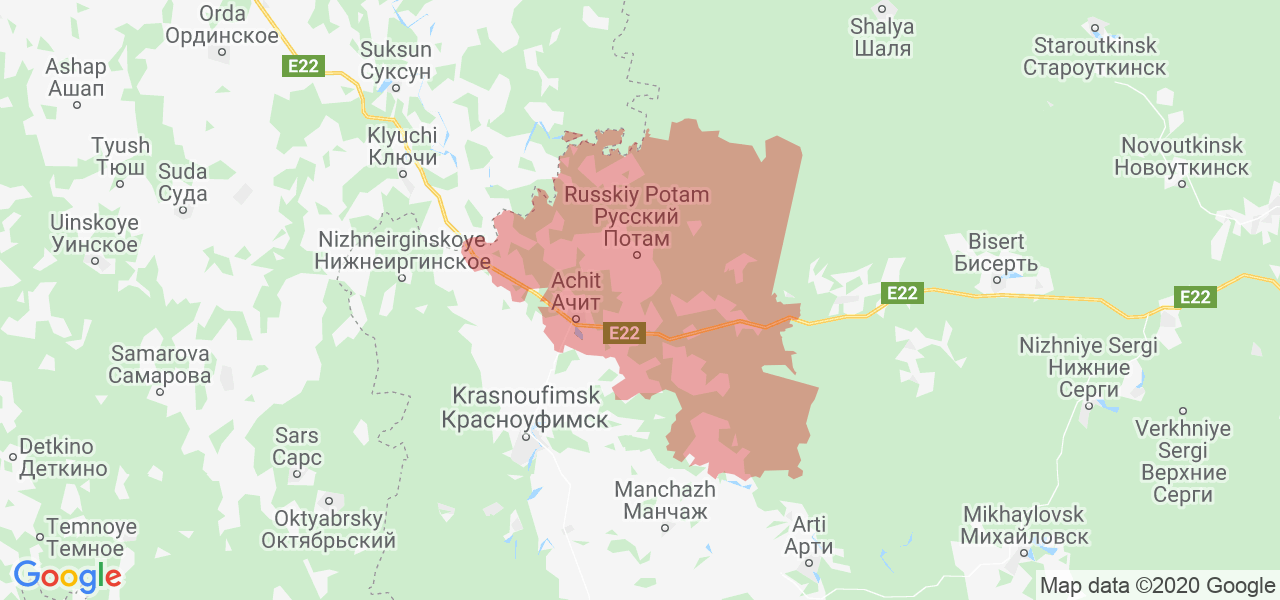 Изображение Ачитского района Свердловской области на карте