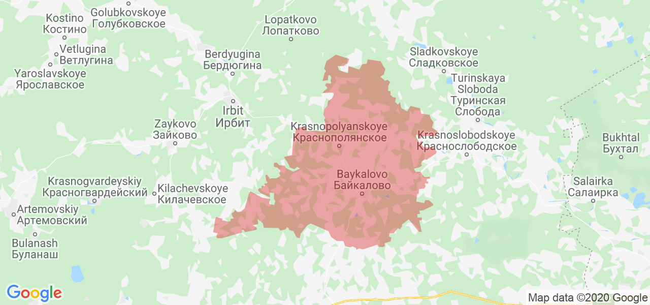Изображение Байкаловского района Свердловской области на карте