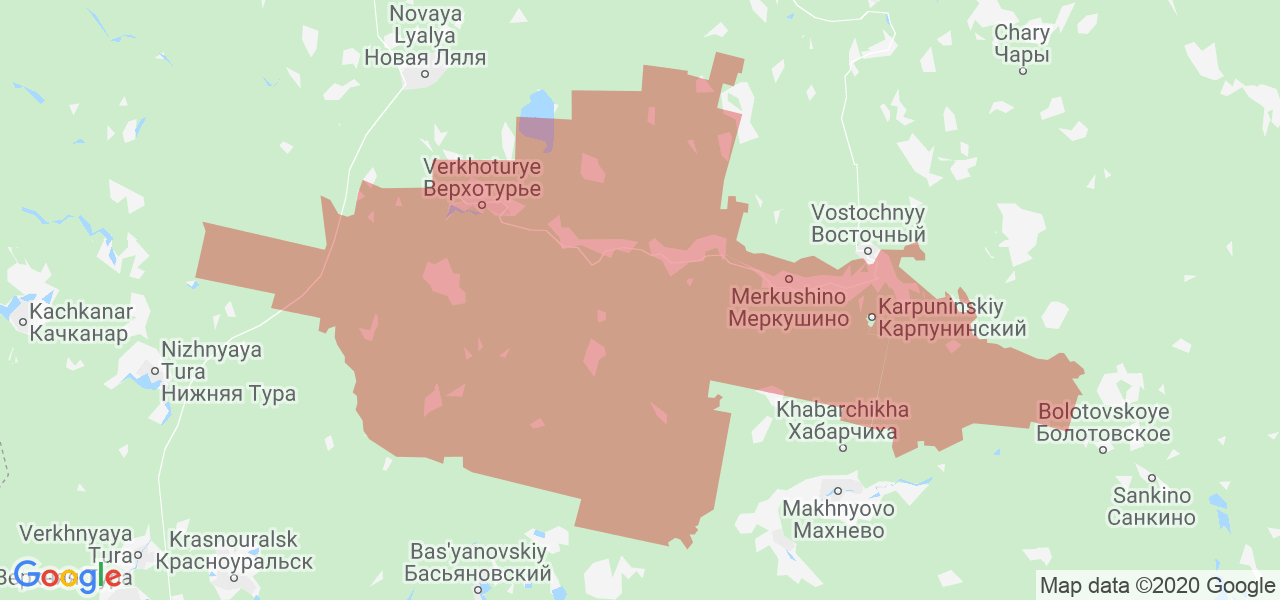 Изображение Верхотурского района Свердловской области на карте