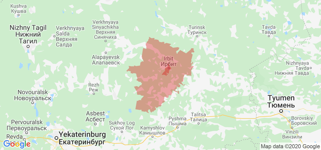 Изображение Ирбитского района Свердловской области на карте
