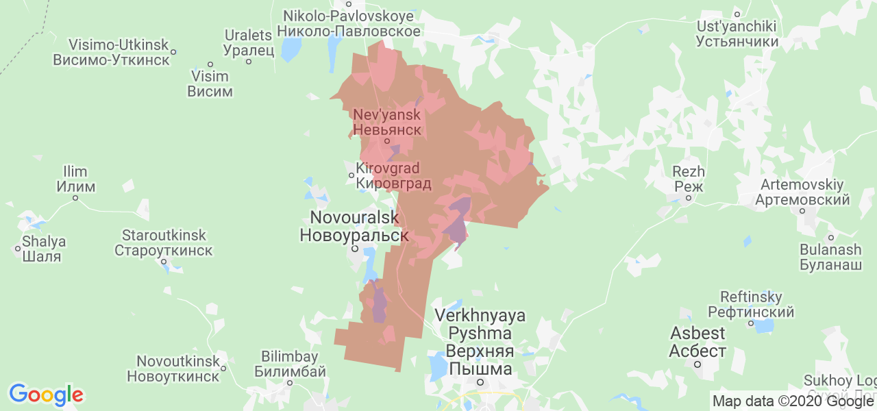Изображение Невьянского района Свердловской области на карте