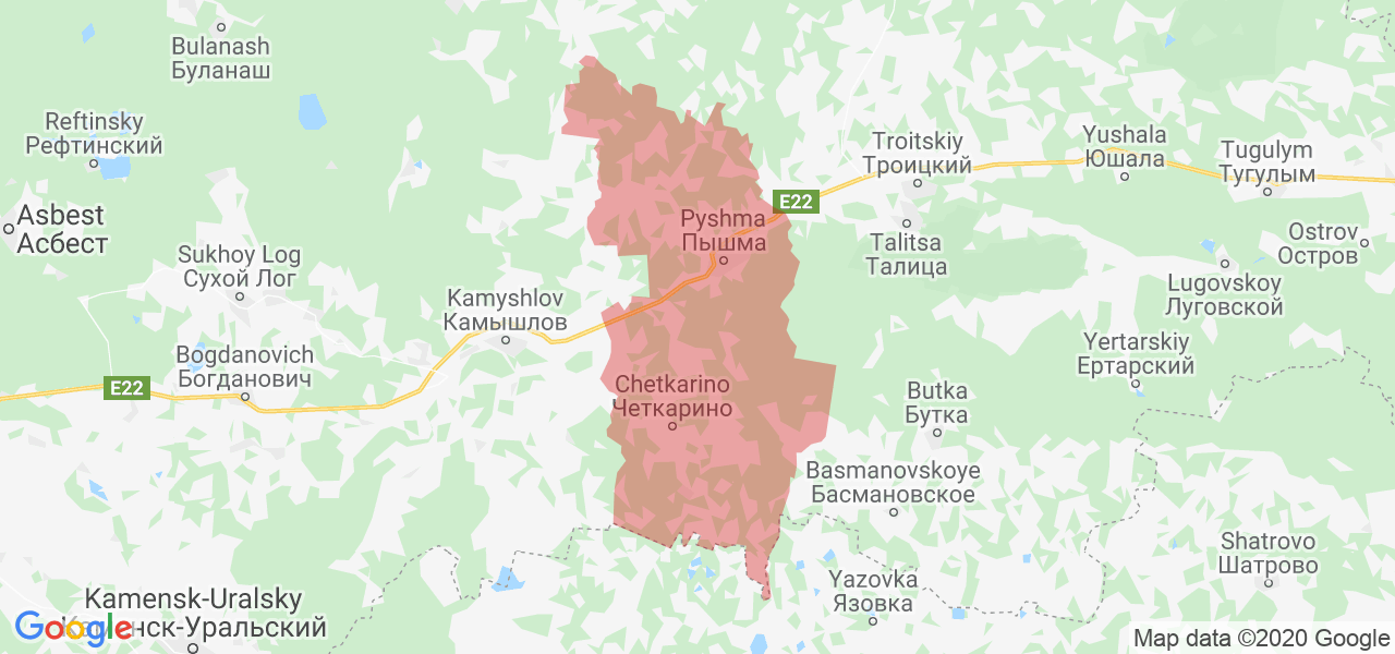 Изображение Пышминского района Свердловской области на карте