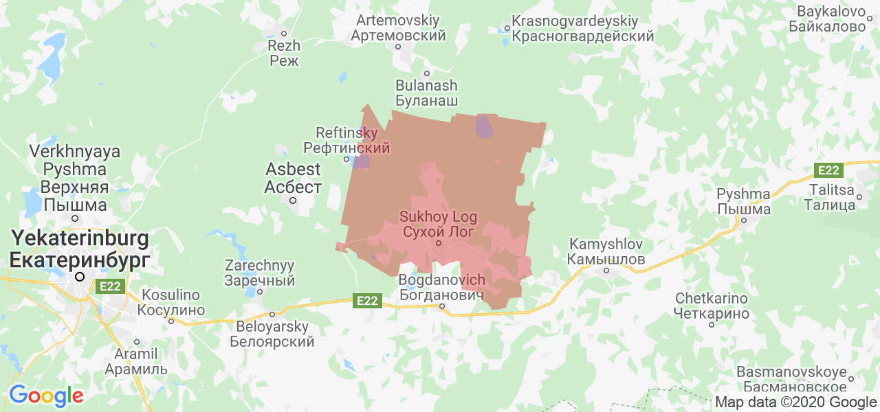 Изображение Сухоложского района Свердловской области на карте