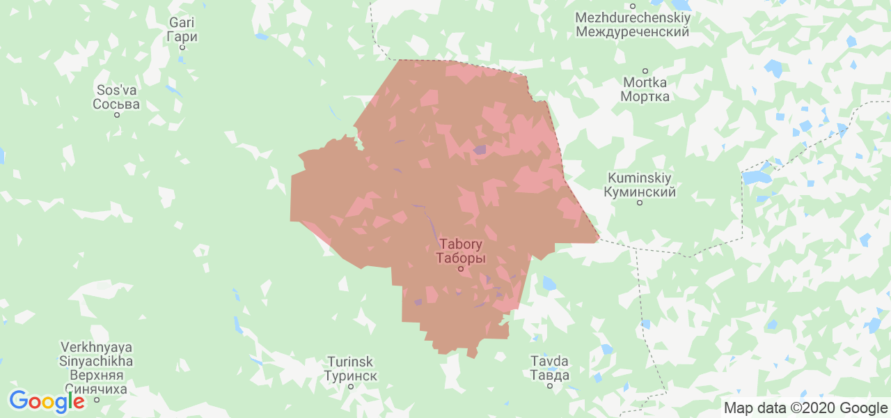 Изображение Таборинского района Свердловской области на карте