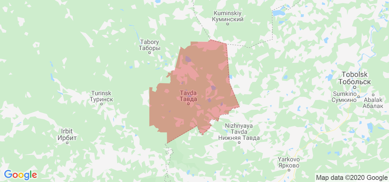 Изображение Тавдинского района Свердловской области на карте