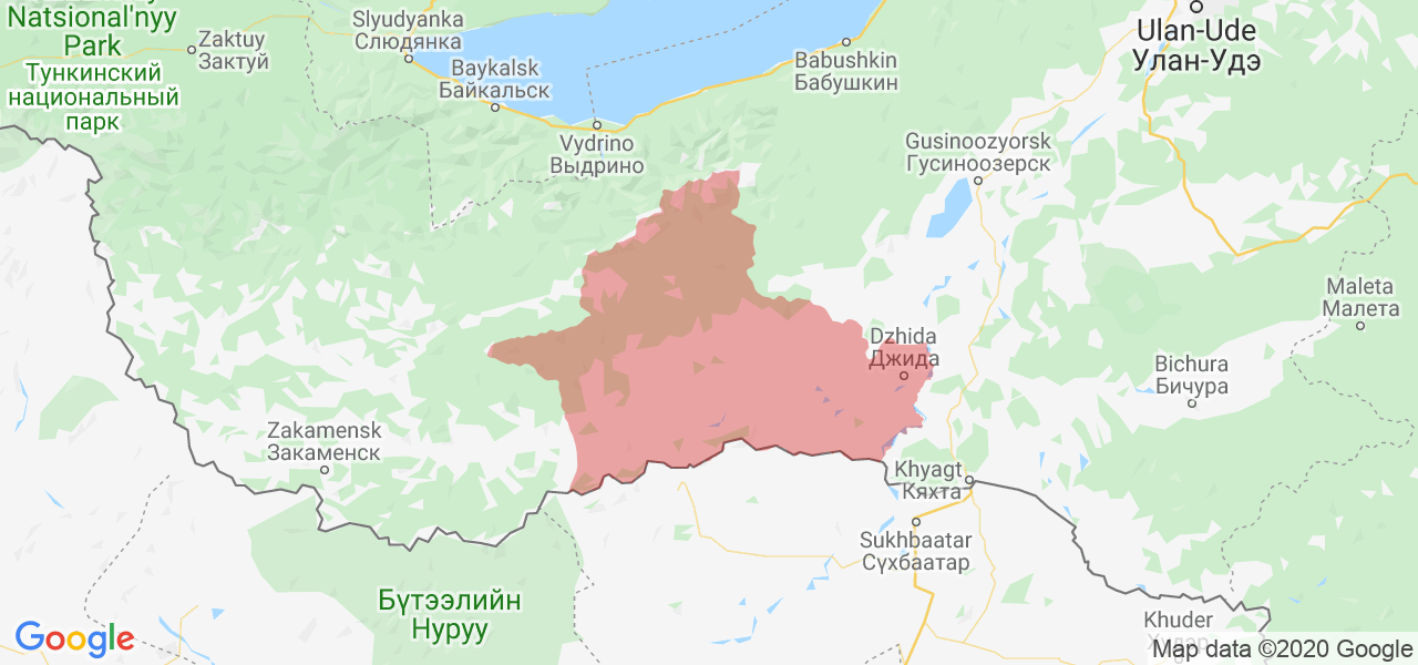 Изображение Джидинского района Республики Бурятия на карте