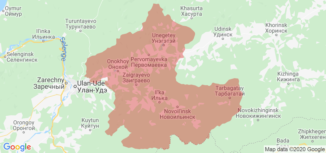 Изображение Заиграевского района Республики Бурятия на карте