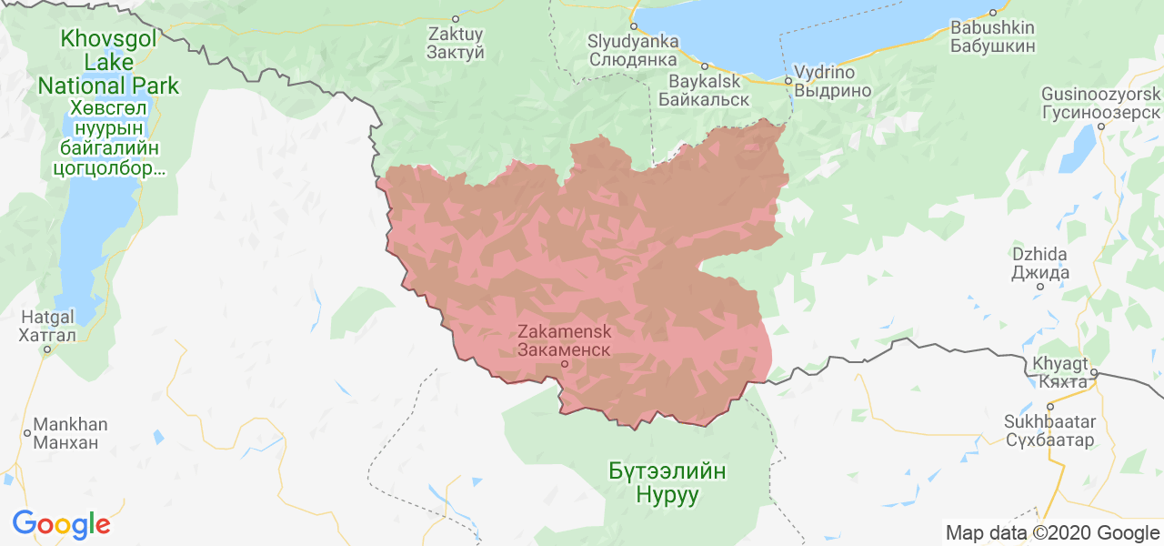 Изображение Закаменского района Республики Бурятия на карте