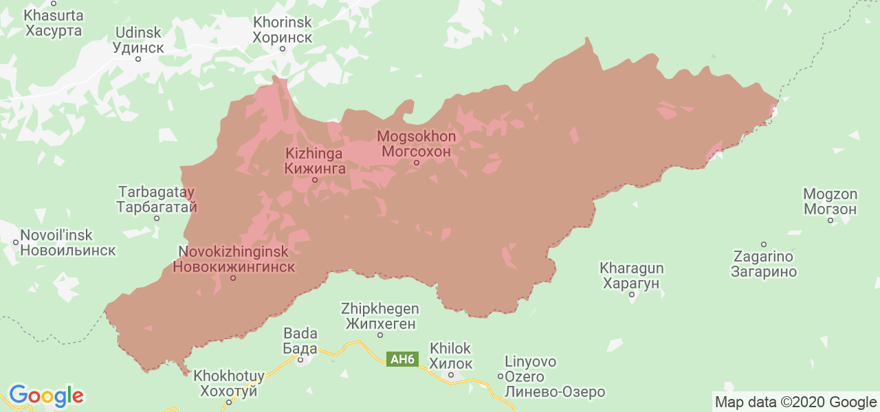 Изображение Кижингинского района Республики Бурятия на карте