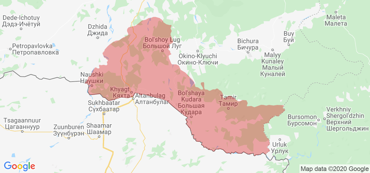 Изображение Кяхтинского района Республики Бурятия на карте