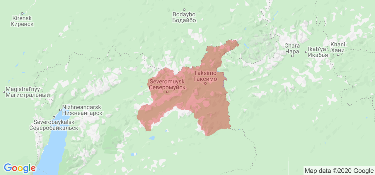Изображение Муйского района Республики Бурятия на карте