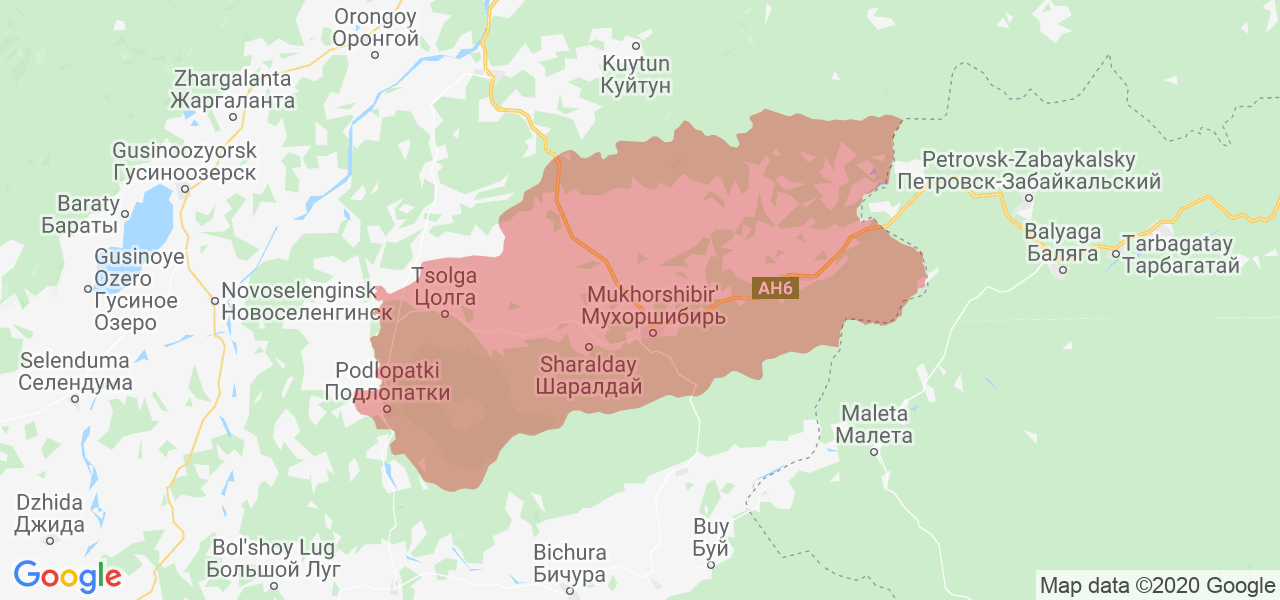 Изображение Мухоршибирского района Республики Бурятия на карте
