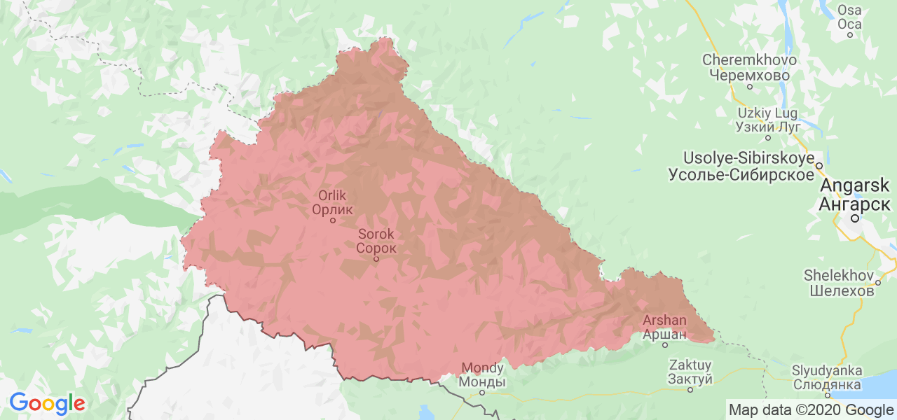 Изображение Окинского района Республики Бурятия на карте