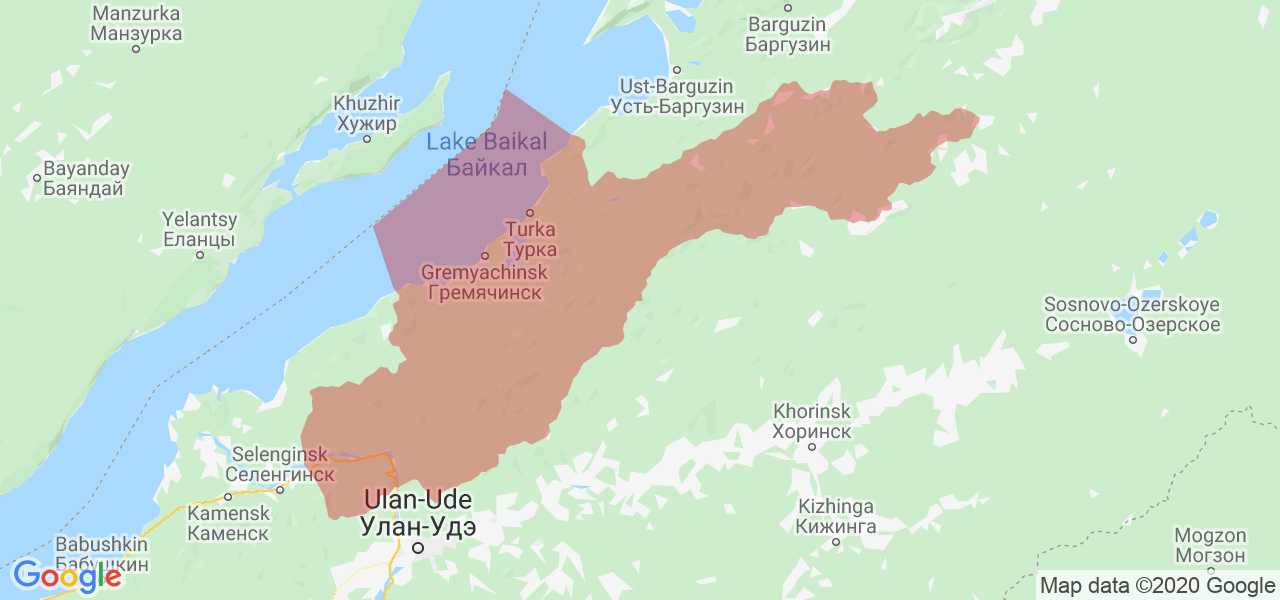 Изображение Прибайкальского района Республики Бурятия на карте