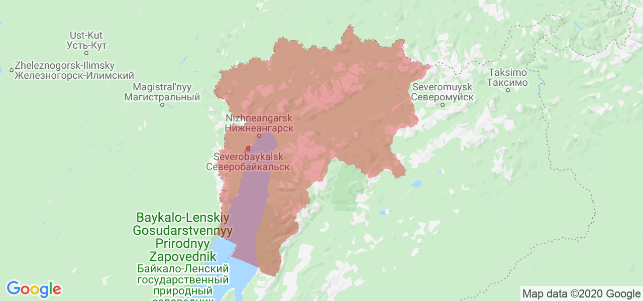 Изображение Северо-Байкальского района Республики Бурятия на карте