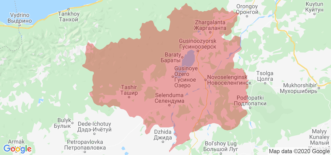 Изображение Селенгинского района Республики Бурятия на карте