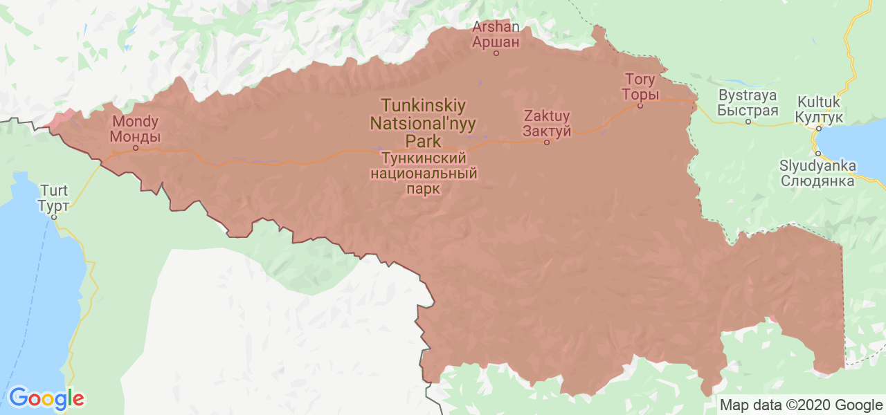 Изображение Тункинского района Республики Бурятия на карте