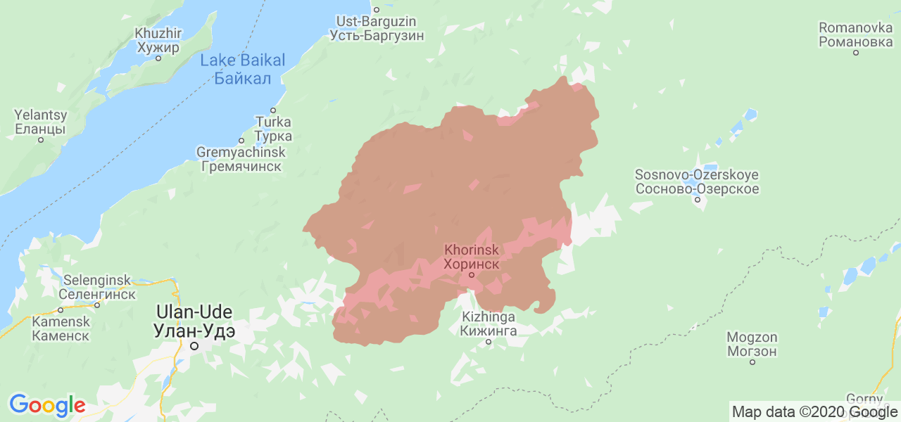 Изображение Хоринского района Республики Бурятия на карте