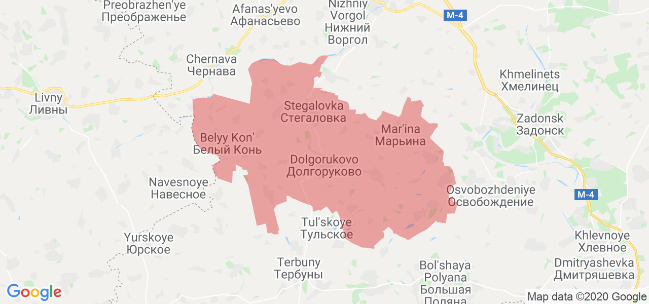 Изображение Долгоруковского района Липецкой области на карте