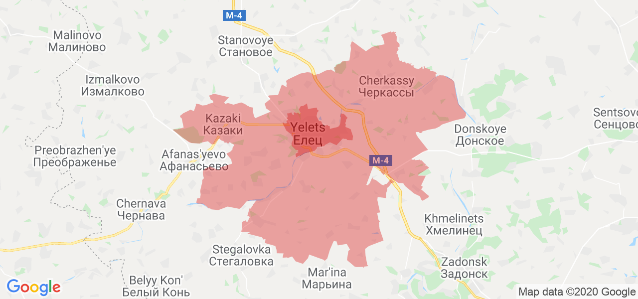 Изображение Елецкого района Липецкой области на карте