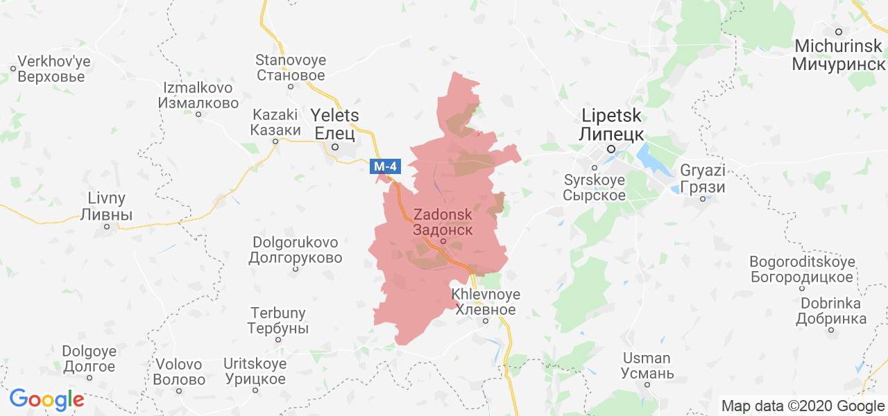 Изображение Задонского района Липецкой области на карте