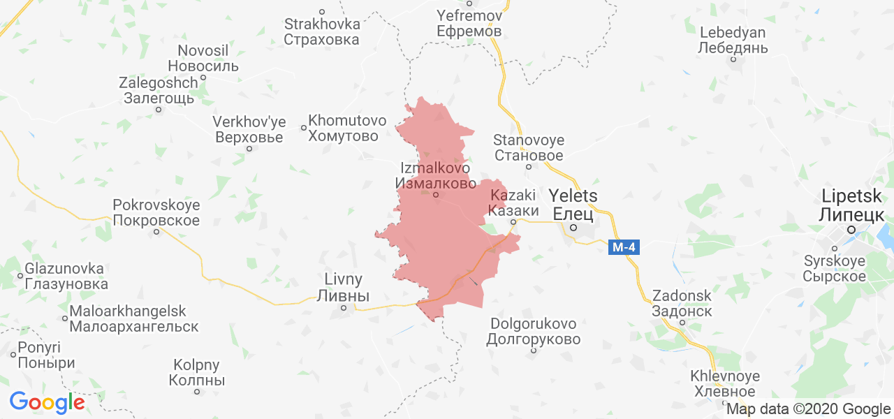 Изображение Измалковского района Липецкой области на карте