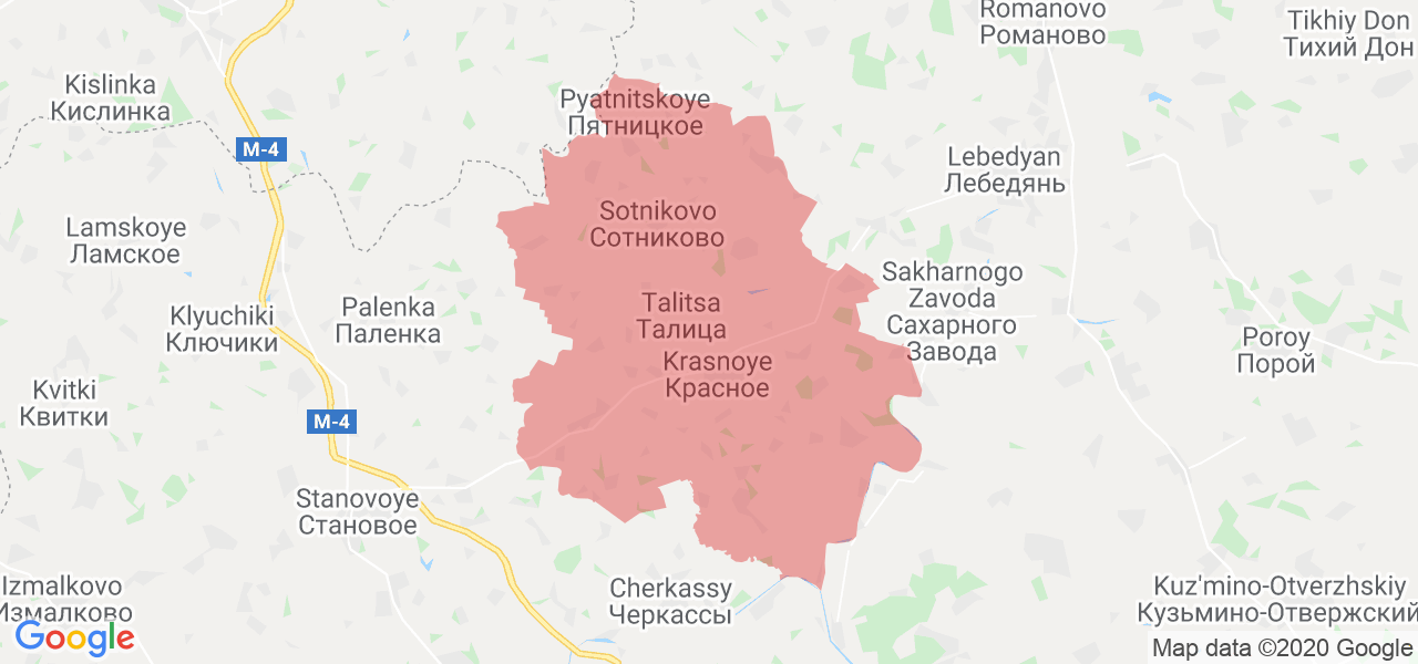Изображение Краснинского района Липецкой области на карте