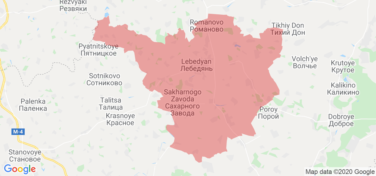 Изображение Лебедянского района Липецкой области на карте
