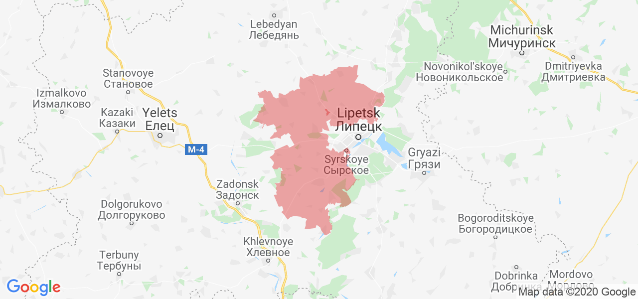 Изображение Липецкого района Липецкой области на карте