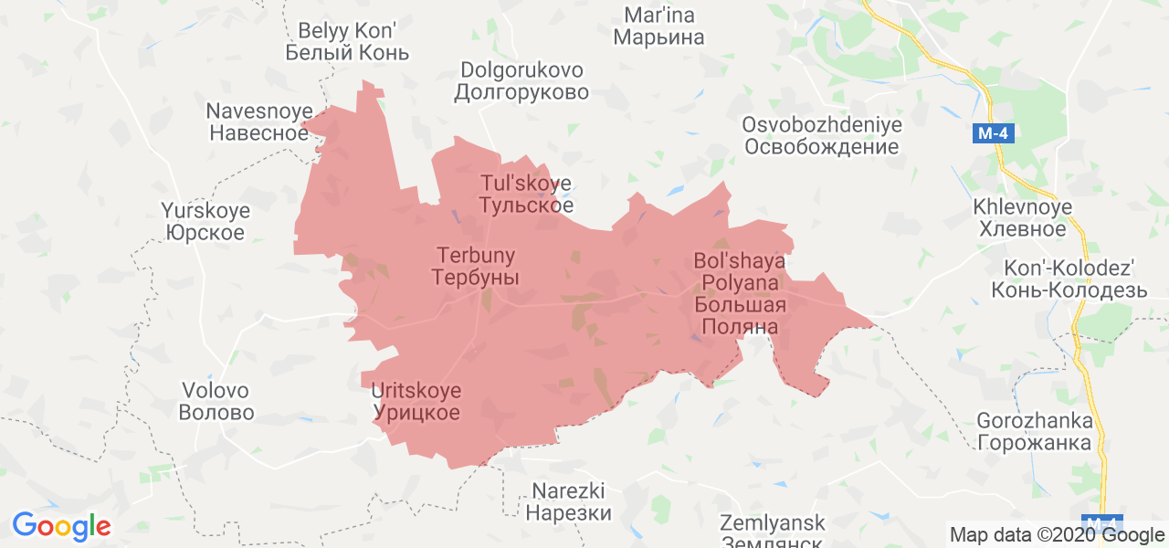 Изображение Тербунского района Липецкой области на карте