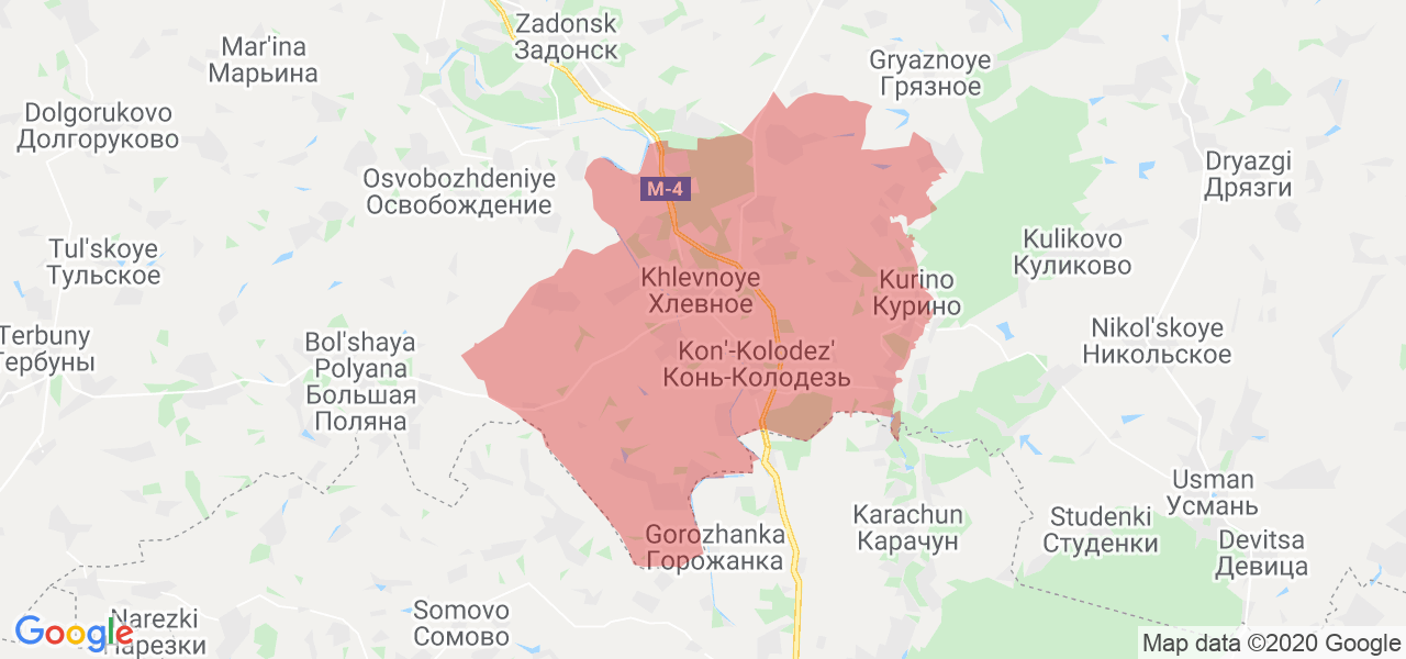 Изображение Хлевенского района Липецкой области на карте